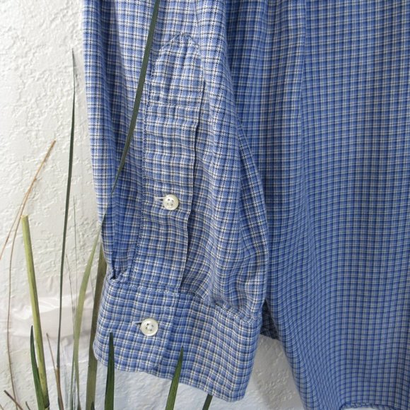 Ralph Lauren Mens Shirt Sz 17/35 Blue Plaid Button - Picture 8 of 11